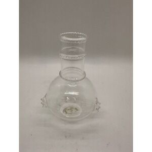 Legend Two's Company Clear‎ Glass Mini Bud Vase 4" Beaded Rim Vintage Style